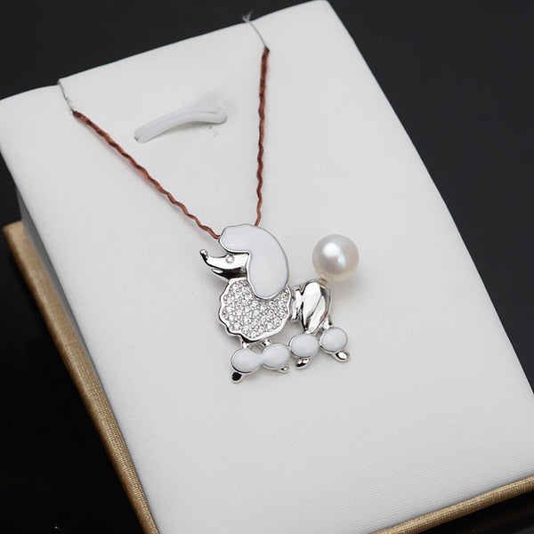 S925 Sterling Silver Poodle pendant/Necklace with S925 chain (Do Not include pearl)