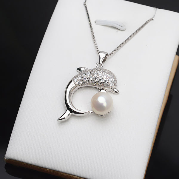 S925 Sterling Silver Dolphin Pendant Accessory Pearl Holder with S925 chain (Doesn't include pearl)