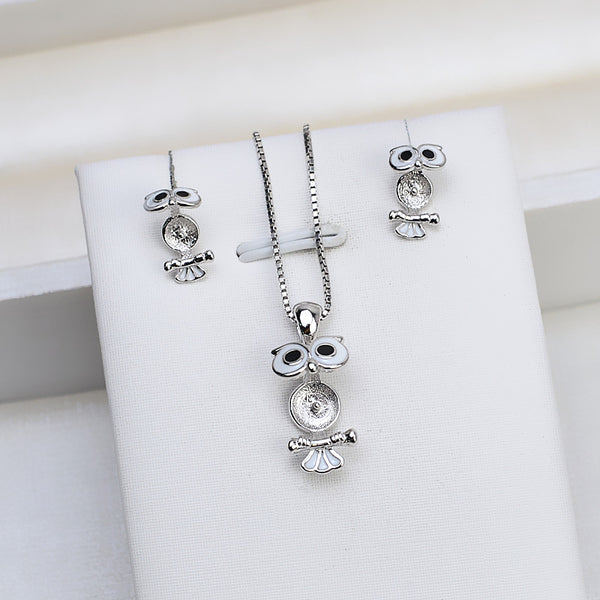 S925 Sterling silver Small Owl Cage Pendant Accessory Pearl Holder with S925 chain (Doesn't include pearl)