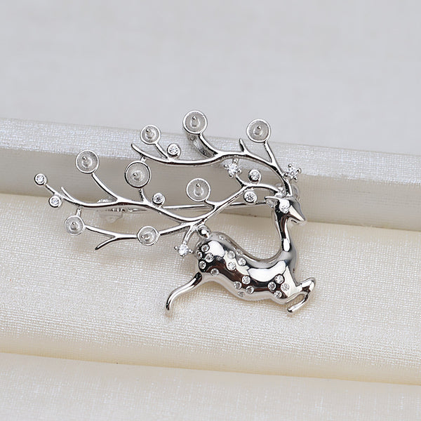 S925 Sterling Silver Deer Pendant/Brooch Accessory Pearl Holder with S925 chain (Doesn't include pearl)