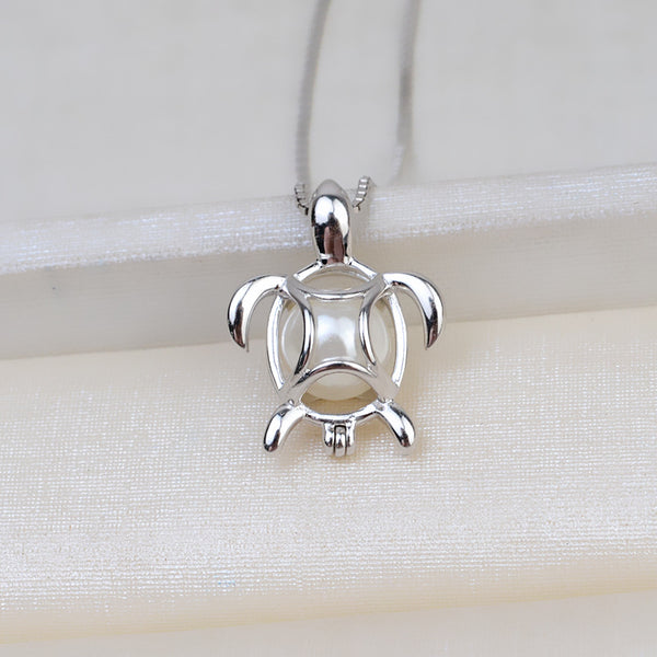 S925 Sterling silver Turtle Cage Pendant Accessory Pearl Holder with S925 chain (Doesn't include pearl)