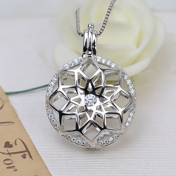 S925 Sterling Silver Big Cage pendant/Necklace with S925 chain (Do Not include pearl)