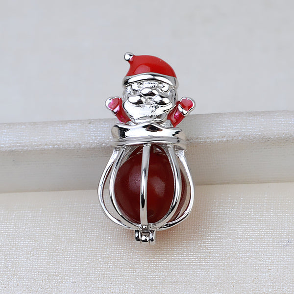 S925 Sterling silver Santa(A) Cage Pendant Accessory Pearl Holder with S925 chain (Doesn't include pearl)