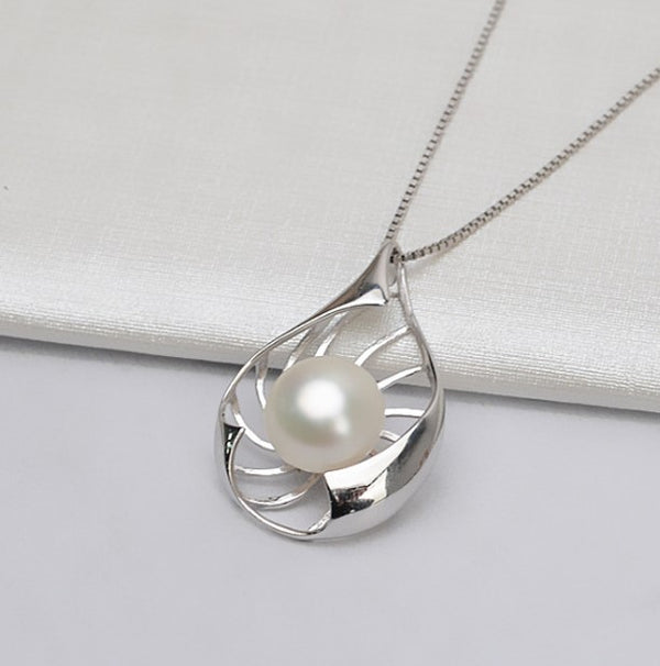 S925 Sterling silver Big water drop Pendant Accessory Pearl Holder with S925 chain (Doesn't include pearl)