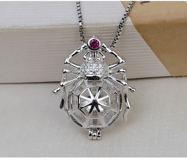 S925 Sterling Silver Spider Cage Pendant Accessory Pearl Holder with S925 chain (Doesn't include pearl)