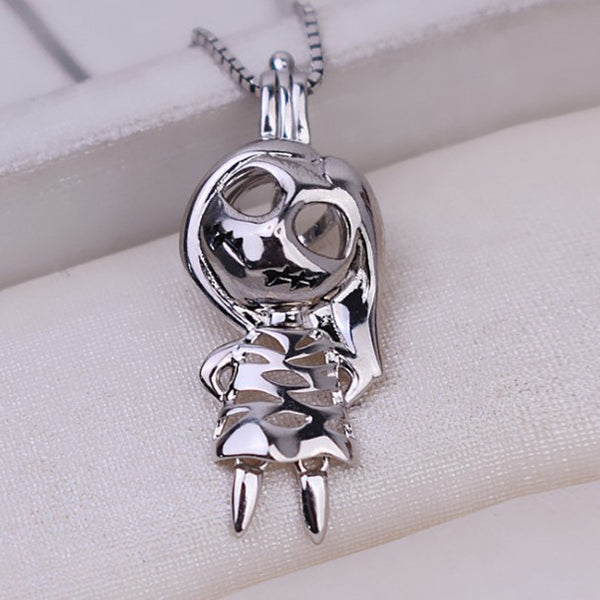 S925 Sterling Silver Little Monster(B) Cage Pendant Accessory Pearl Holder with S925 chain (Doesn't include pearl)