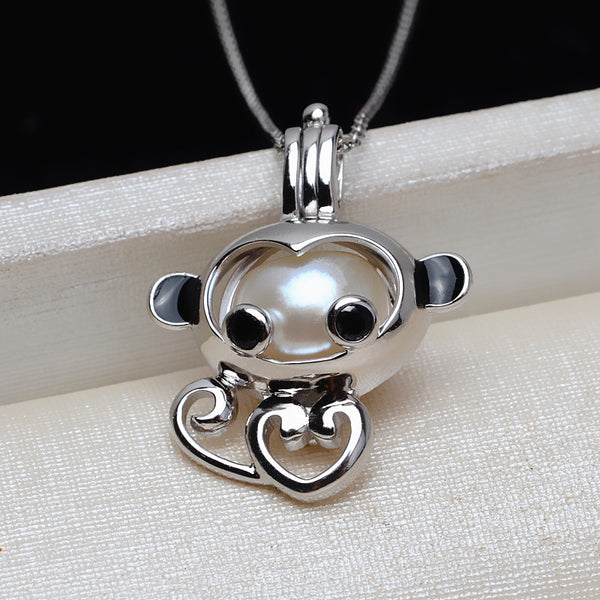 S925 Sterling Silver Monkey Cage Pendant Accessory Pearl Holder with S925 chain (Doesn't include pearl)