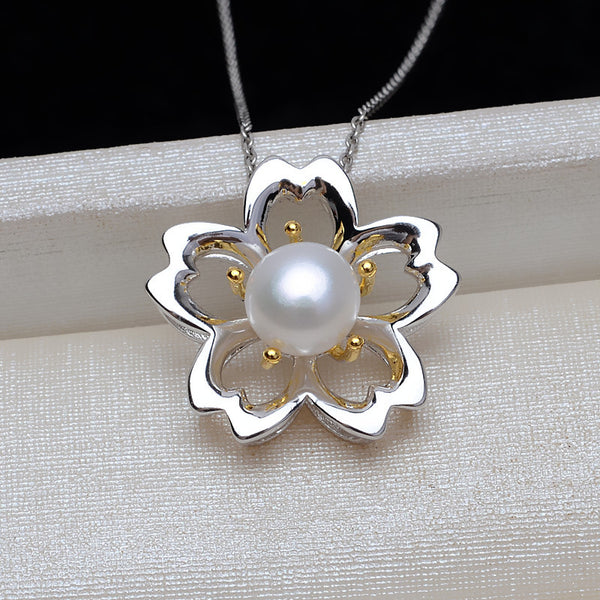 S925 Sterling Silver Big Mix colour Blossom pendant/Necklace with S925 chain (Do Not include pearl)