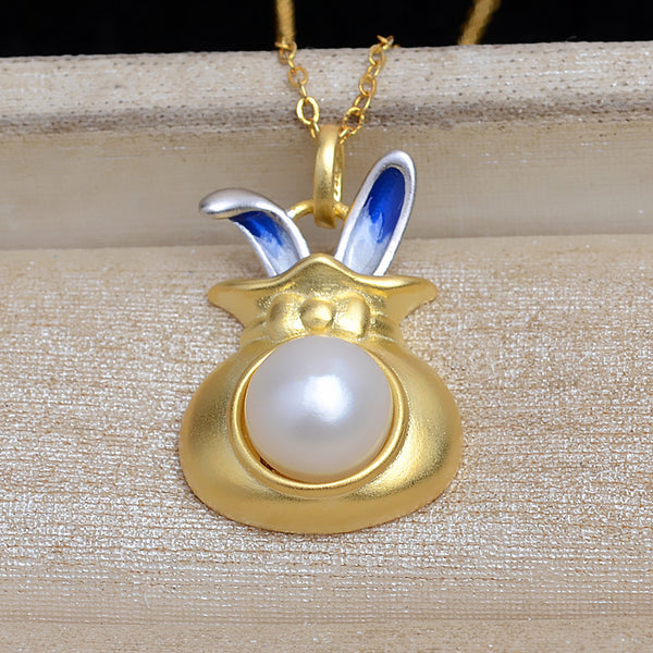 S925 Sterling Silver Bunny Bag pendant/Necklace with S925 chain (Do Not include pearl)