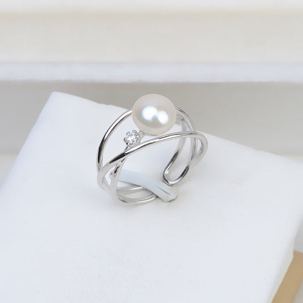 S925 Sterling silver Adjustable circles Ring holder (Doesn't include pearl) - pearlsclam