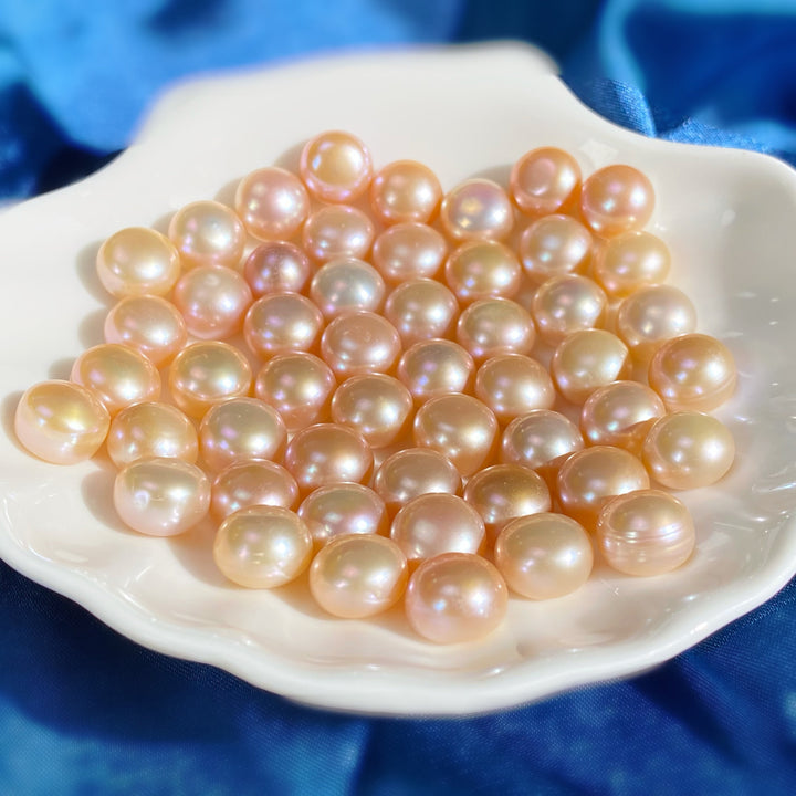 Button/Bread shaped fresh water Pearls(Orange Purple) - pearlsclam