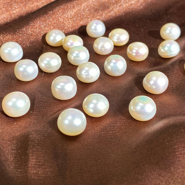 Button/Bread shaped fresh water Pearls(White) - pearlsclam