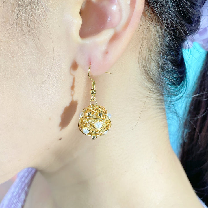 Handmade S925 silver needle Bird Nest earrings - pearlsclam