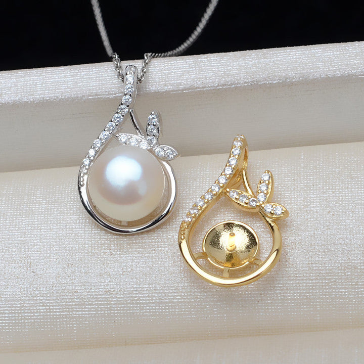 S925 Sterling Silver Waterdrop Pendant Accessory Pearl Holder with chain (Doesn't include pearl) - pearlsclam