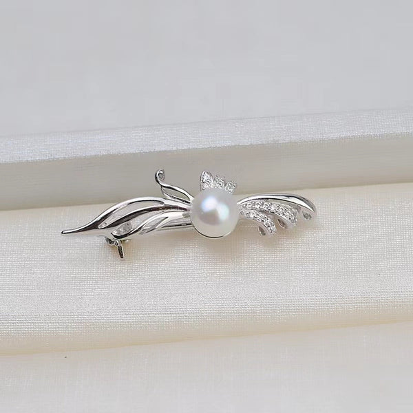 S925 Sterling Silver elegant Brooch Pearl Holder (Doesn't include pearl) - pearlsclam