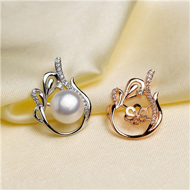 Water drop(type2) shaped Pendant Accessory Pearl Holder with chain (Doesn't include pearl) - pearlsclam