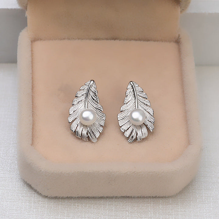 S925 sterling Silver Leaves DIY Accessories set(Type A) Ring/Studs/Pendant+Chain(Doesn't include pearl) - pearlsclam