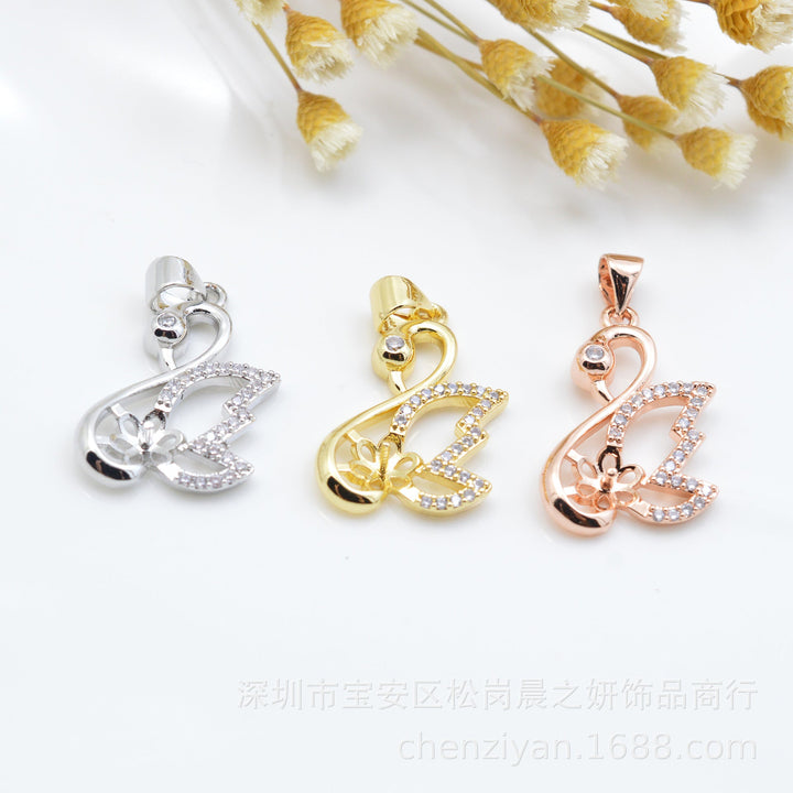 Swan DIY Accessories set(Type A) Ring/Studs/Pendant+Chain(Doesn't include pearl) - pearlsclam